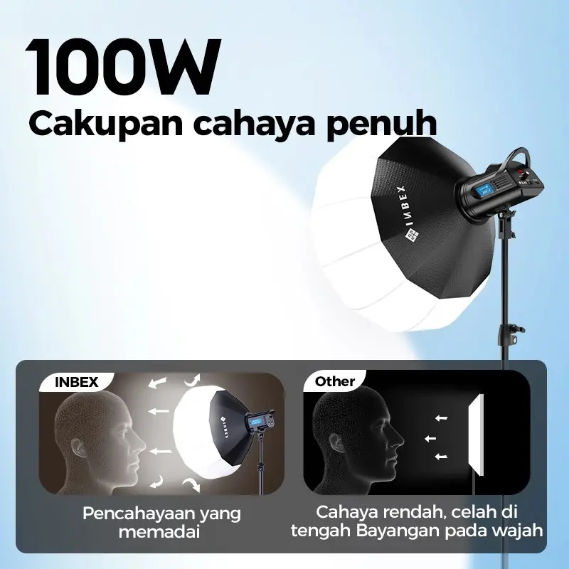 INBEX IL-100S Lampu Studio Softbox Lighting Kontent Live streaming 100W Foto Photography 3200k-5800K+2.8M Tripod