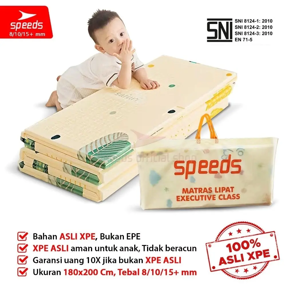 SPEEDS SNI A Playmat Bayi Karpet Lipat Playmate Matras Bayi 180x200cm Playmat Bayi Anak/Bayi Tikar Lipat Foam 027-15