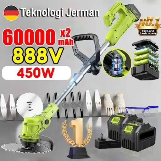 Reaim 450W 888V Mesin Potong Rumput Pemangkas Rumput dengan Pemotong Rumput Listrik Baterai Li-ion