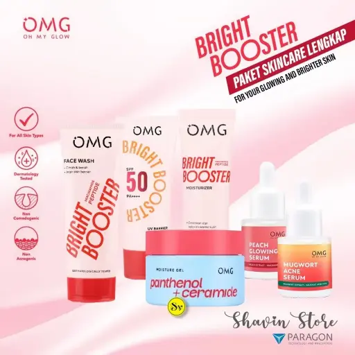 Paket OMG Oh My Glow Bright Booster Skincare Series ❤️ Perawatan Wajah Lengkap Semua Jenis Kulit ❤️