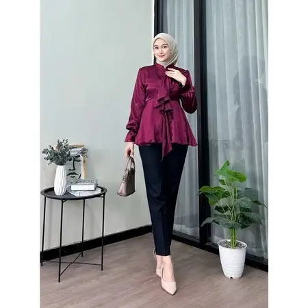 Blouse Marsya - Kemeja Atasan Wanita/Blouse Wanita Best Seller/Atasan Wanita Lengan Panjang