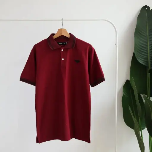 Patsch Polo Shirt kaos Kerah Pria / Baju Kerah Kaos Lengan Pendek / Shirt Basic Casual - Burgundy Black