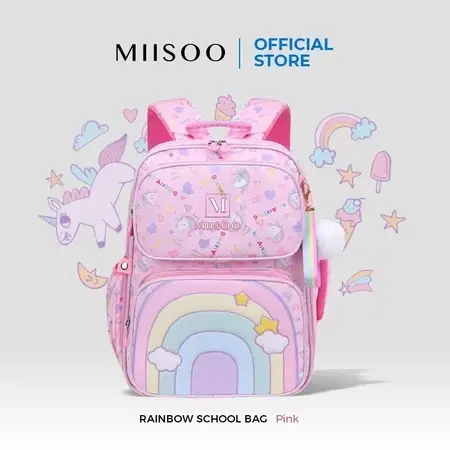 MIISOO Tas Sekolah Rainbow/Tas Sekolah Anak/Tas Ransel Anak/Tas Pelangi/Tas Sekolah Anak Perempuan