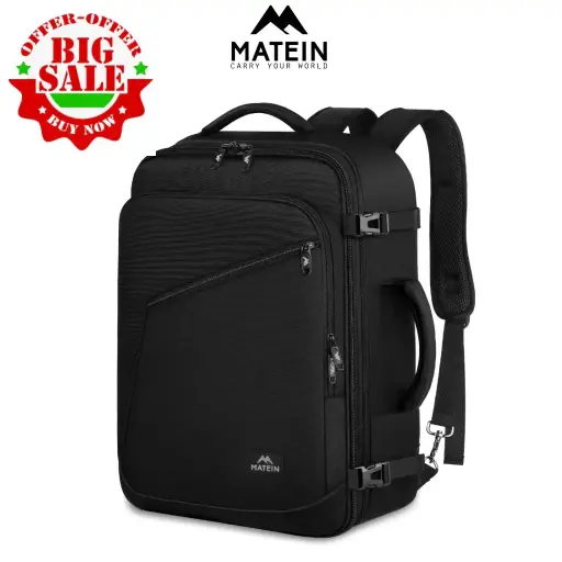 Matein Tas Ransel Pria Waterproof Unisex 27L Tas Sekolah Tahan Air TSA Friendly Backpack Outdoor Pria Tas Travelling Tas Koper M07